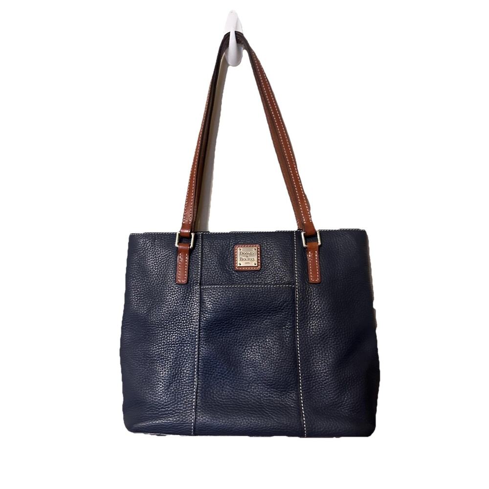 Dooney & Bourke Tote Bag Womens Medium Blue Leather Shoulder Zip Work Pebbled